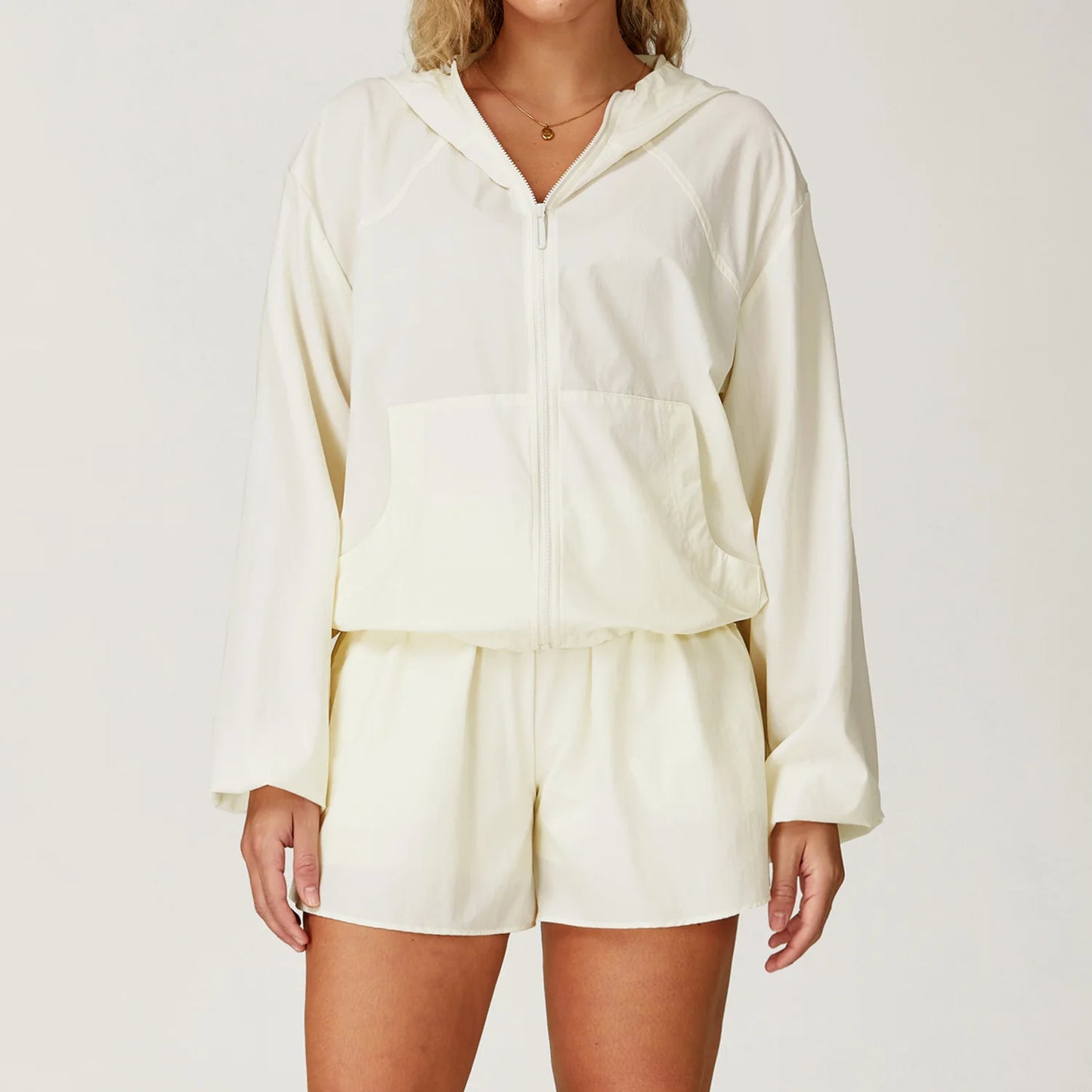 Outdoor Sports Women Long Sleeved Yoga Breathable hooded zipper UV resistant sunscreen jacket Top Clothes Quick Dry Zipper Jacke