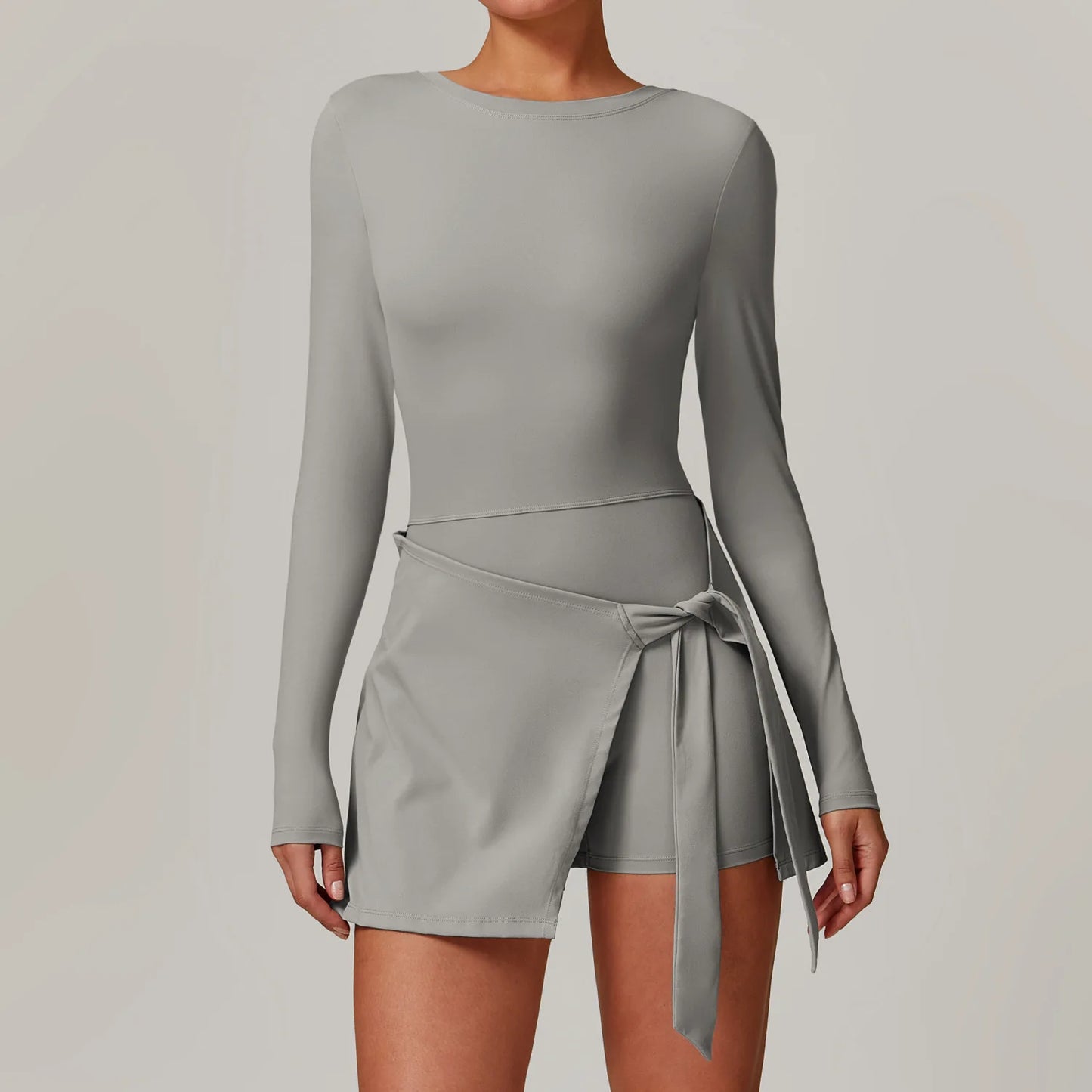 New Romper Backless Set Gym Women Sports Long sleeves Bodysuit Siamese Sportswear Tennis Jumpsuit Skirt Yoga One-piece Playsuit