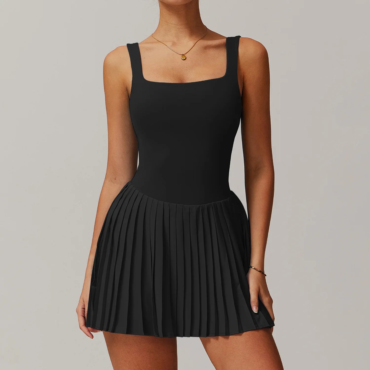 New Gym Yoga Clothes Women's Short Tennis Skirts With pocket Yoga Jumpsuit Tracksuit Set Sport One Piece Sleeveless Short Skirts