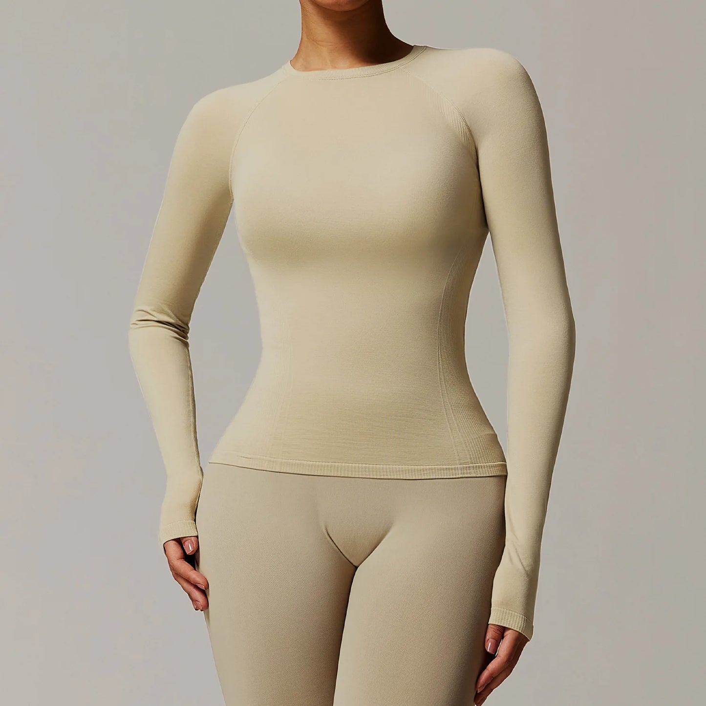 Threaded tight fitting seamless long sleeved yoga T-shirt quick drying Women Yoga Shirts Crop Top Shirts Yoga Sports Gym Clothes