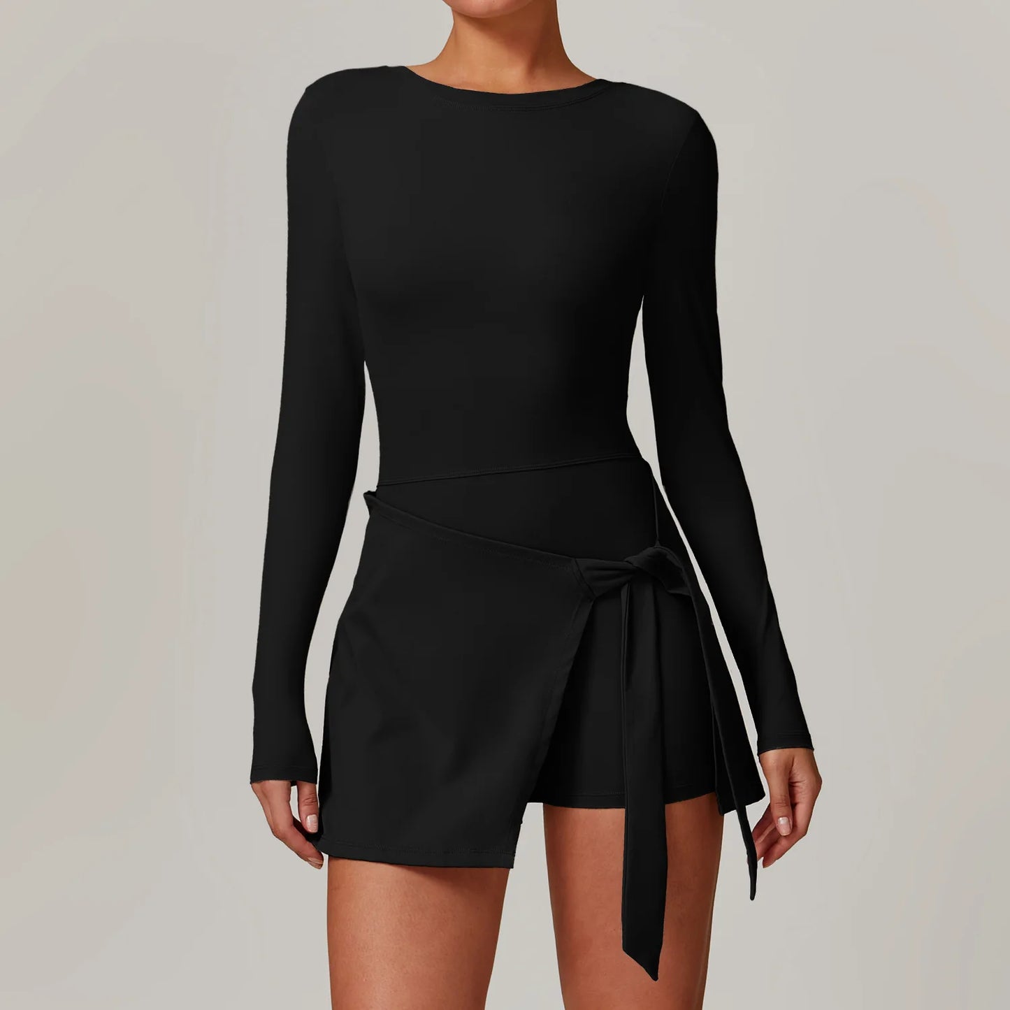 New Romper Backless Set Gym Women Sports Long sleeves Bodysuit Siamese Sportswear Tennis Jumpsuit Skirt Yoga One-piece Playsuit